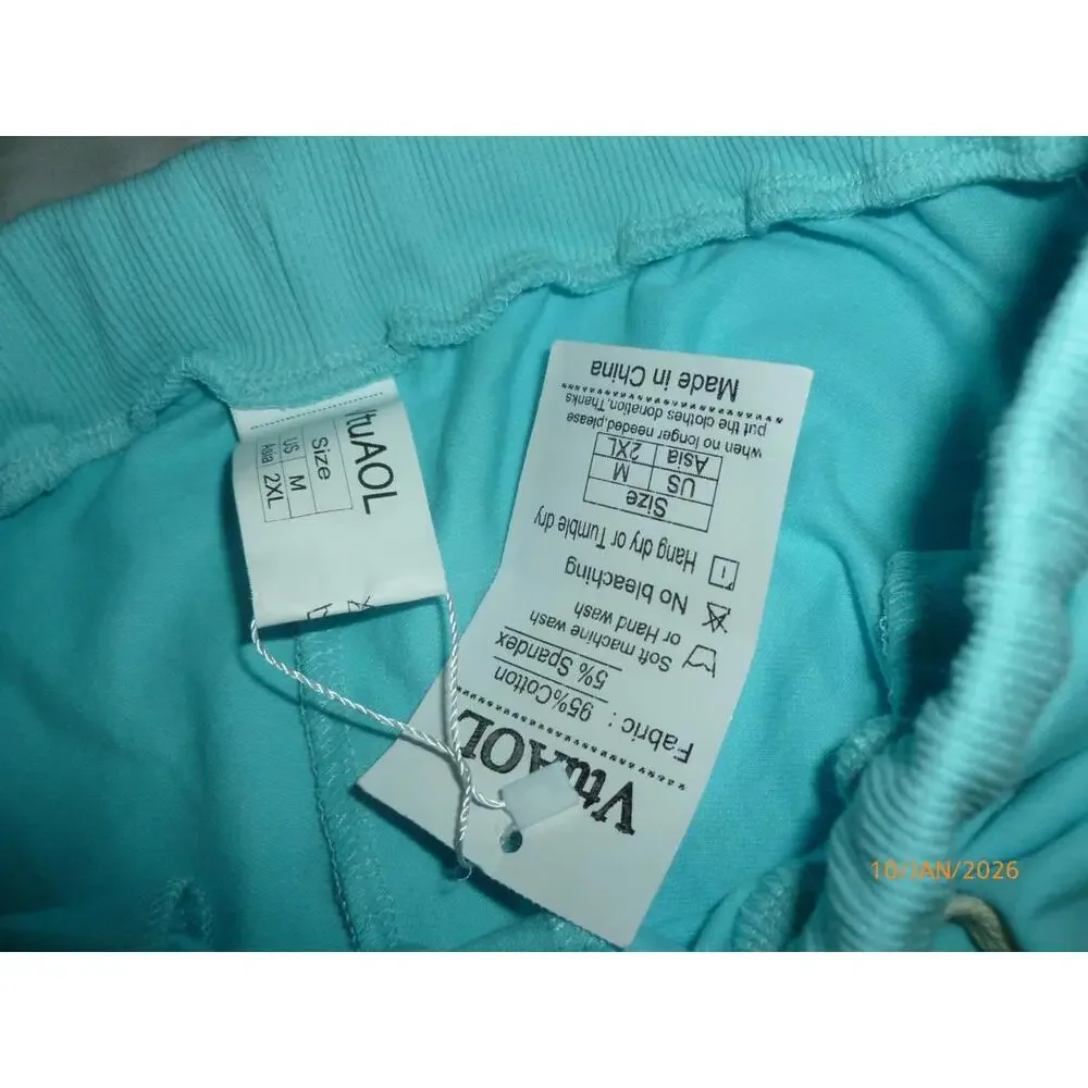 NEW VtuAol‎ Elastic Waist Drawstring Shorts Womens Blue Cotton Size S